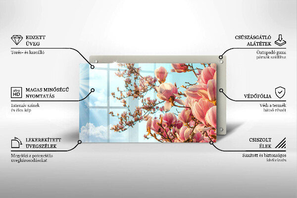 Szkło na płytę indukcyjną Drzewo różowe kwiaty