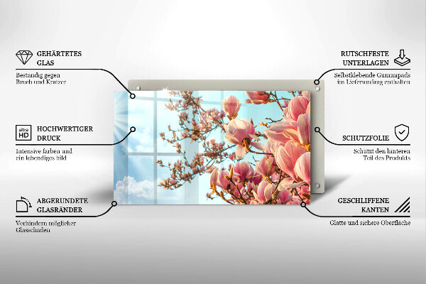 Szkło na płytę indukcyjną Drzewo różowe kwiaty