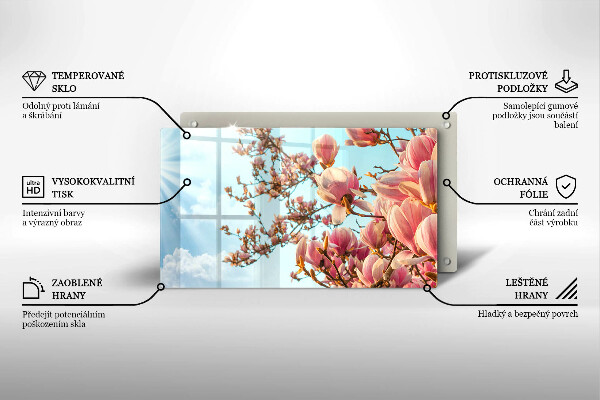 Szkło na płytę indukcyjną Drzewo różowe kwiaty