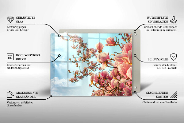 Szkło na płytę indukcyjną Drzewo różowe kwiaty