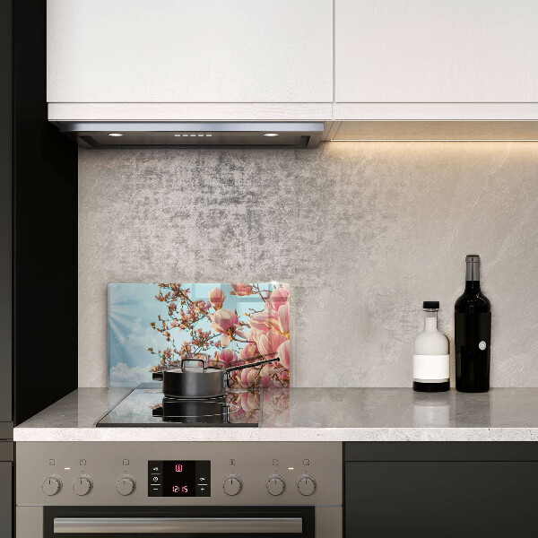 Szkło na płytę indukcyjną Drzewo różowe kwiaty