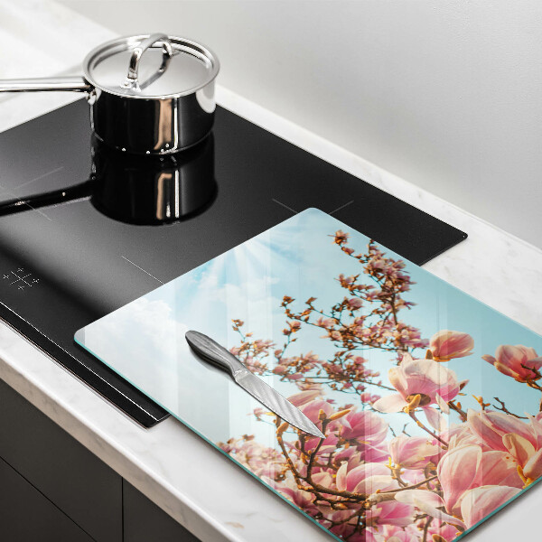 Szkło na płytę indukcyjną Drzewo różowe kwiaty