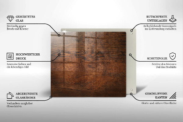 Płyta ochronna na kuchenkę Ciemne drewno deska