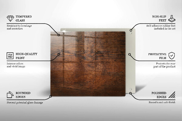 Płyta ochronna na kuchenkę Ciemne drewno deska