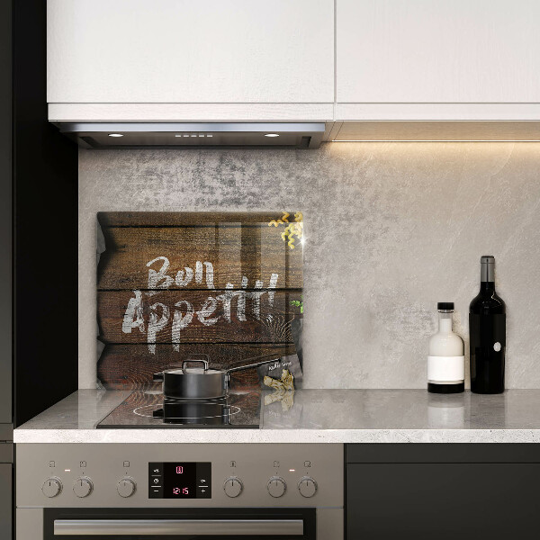 Płyta ochronna na kuchenkę Deski napis Bon Appetit