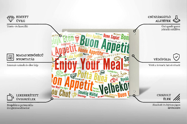 Osłona ściany przy kuchence gazowej Napisy Smacznego języki