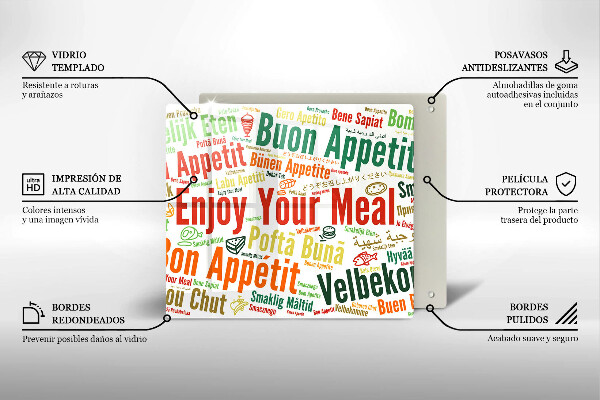 Osłona ściany przy kuchence gazowej Napisy Smacznego języki