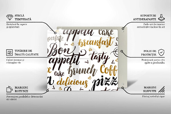 Osłona ściany przy kuchence gazowej Napisy Bon appetit