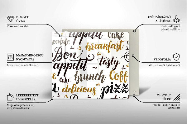 Osłona ściany przy kuchence gazowej Napisy Bon appetit