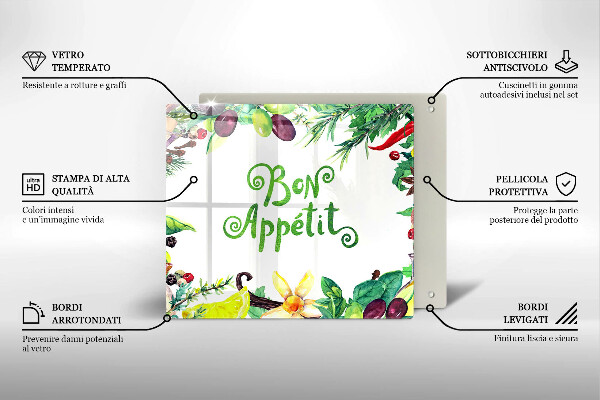 Osłona ściany przy kuchence gazowej Napis Bon Appetit