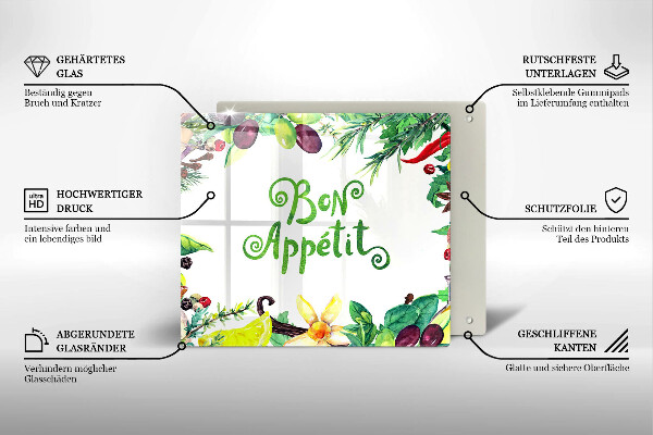 Osłona ściany przy kuchence gazowej Napis Bon Appetit