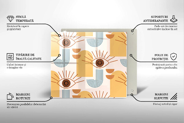 Osłona ściany przy kuchence gazowej Boho wzór oczy