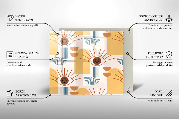 Osłona ściany przy kuchence gazowej Boho wzór oczy