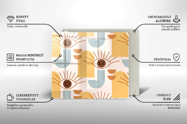 Osłona ściany przy kuchence gazowej Boho wzór oczy