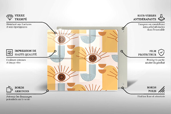 Osłona ściany przy kuchence gazowej Boho wzór oczy