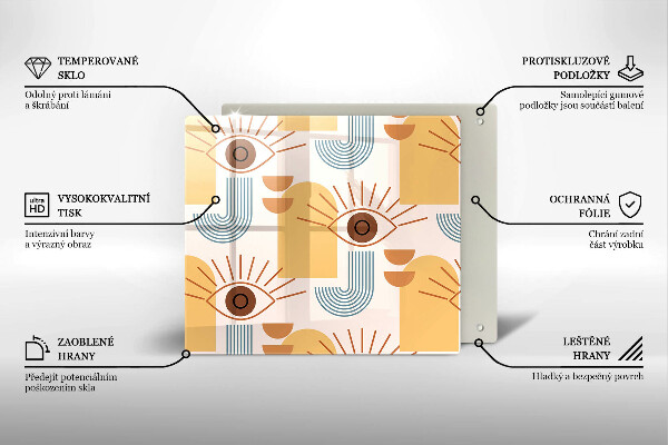 Osłona ściany przy kuchence gazowej Boho wzór oczy