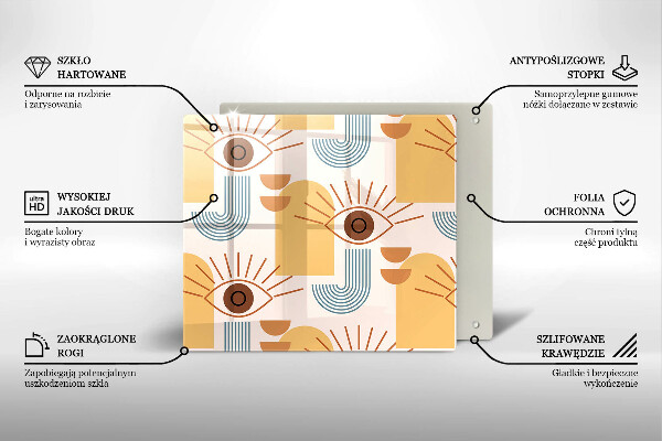 Osłona ściany przy kuchence gazowej Boho wzór oczy