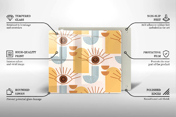 Osłona ściany przy kuchence gazowej Boho wzór oczy