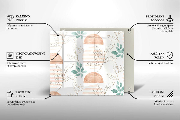 Osłona ściany przy kuchence gazowej Boho wzór liście