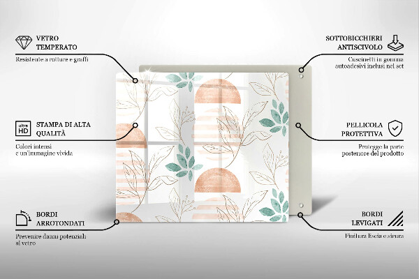 Osłona ściany przy kuchence gazowej Boho wzór liście