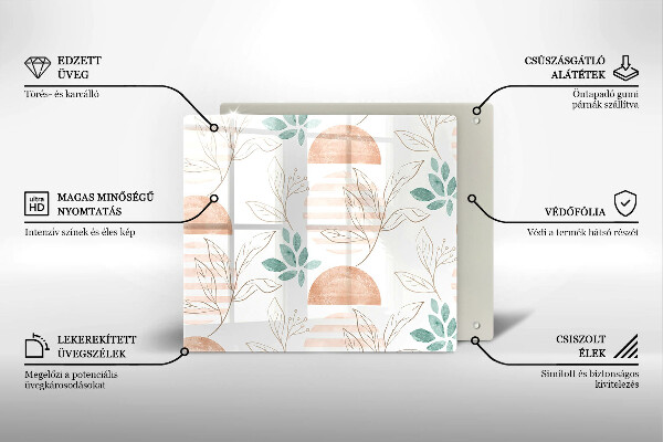 Osłona ściany przy kuchence gazowej Boho wzór liście