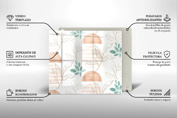 Osłona ściany przy kuchence gazowej Boho wzór liście