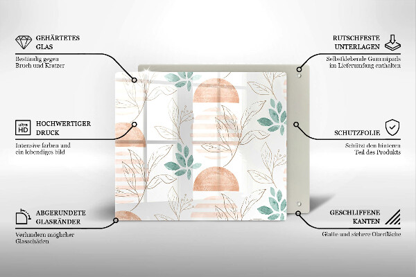 Osłona ściany przy kuchence gazowej Boho wzór liście