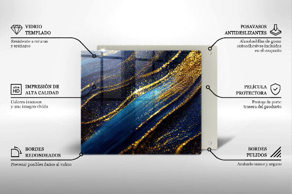 Osłona ściany przy kuchence gazowej Granatowa abstrakcja