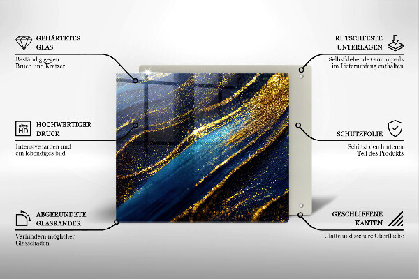Osłona ściany przy kuchence gazowej Granatowa abstrakcja