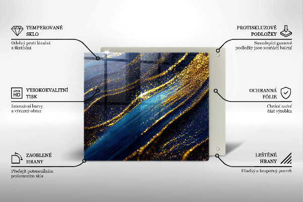 Osłona ściany przy kuchence gazowej Granatowa abstrakcja