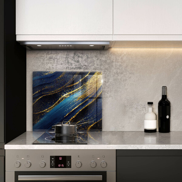 Osłona ściany przy kuchence gazowej Granatowa abstrakcja
