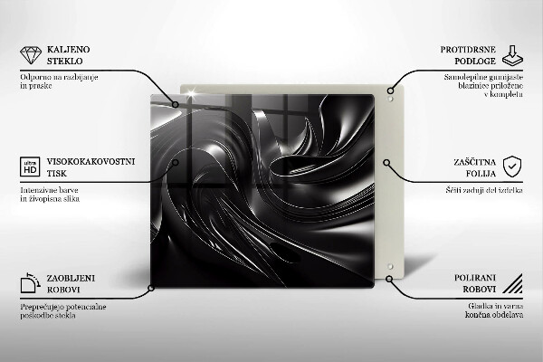 Osłona ściany przy kuchence gazowej Abstrakcja czarna masa