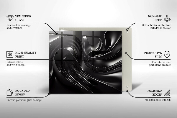 Osłona ściany przy kuchence gazowej Abstrakcja czarna masa