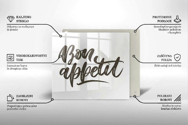 Osłona do płyty indukcyjnej Napis Bon Appetit