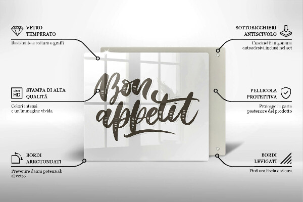 Osłona do płyty indukcyjnej Napis Bon Appetit