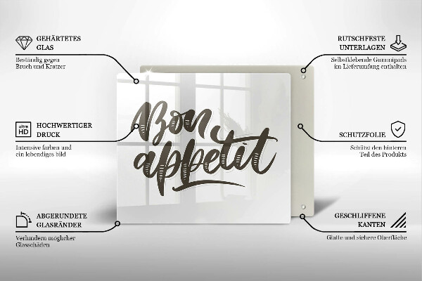 Osłona do płyty indukcyjnej Napis Bon Appetit