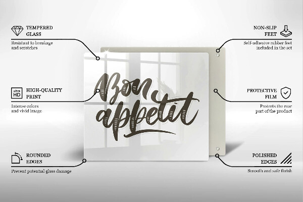 Osłona do płyty indukcyjnej Napis Bon Appetit