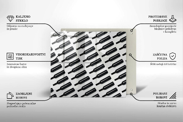 Osłona do płyty indukcyjnej Czarne butelki wina