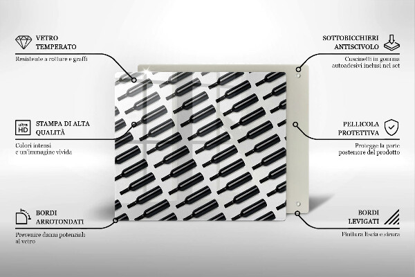 Osłona do płyty indukcyjnej Czarne butelki wina