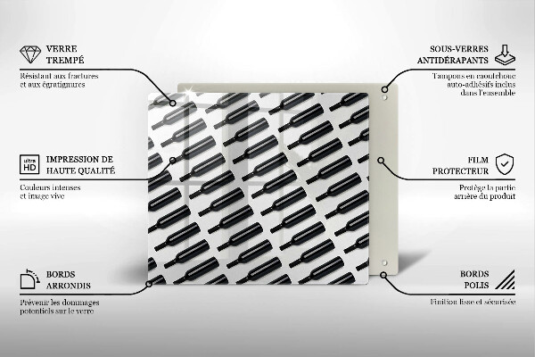 Osłona do płyty indukcyjnej Czarne butelki wina