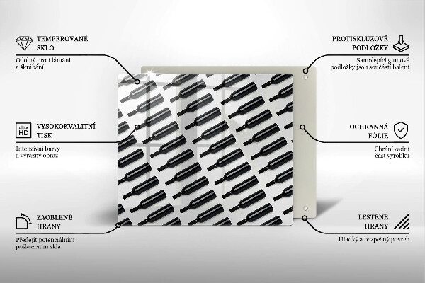 Osłona do płyty indukcyjnej Czarne butelki wina