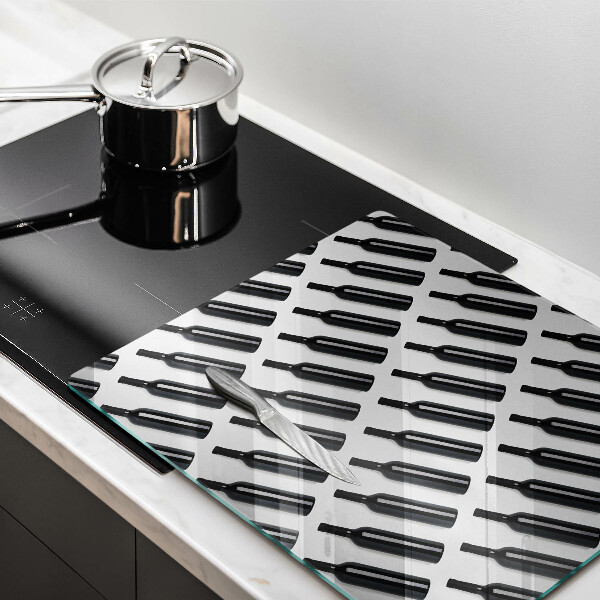 Osłona do płyty indukcyjnej Czarne butelki wina