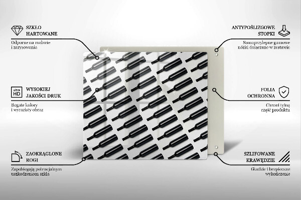 Osłona do płyty indukcyjnej Czarne butelki wina