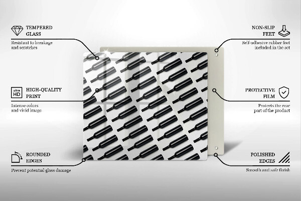 Osłona do płyty indukcyjnej Czarne butelki wina