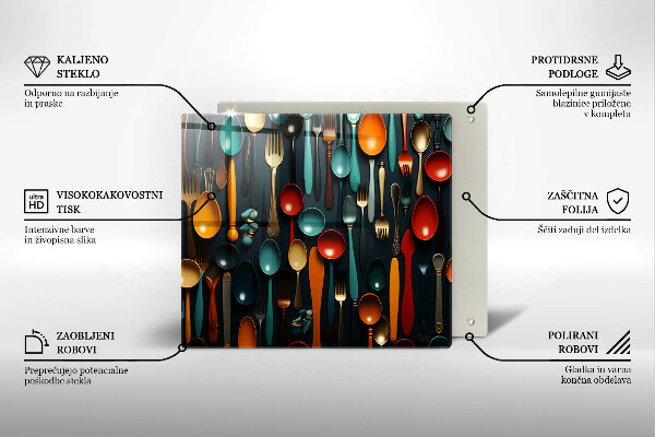 Osłona do płyty indukcyjnej Kolorowe łyżki i widelce