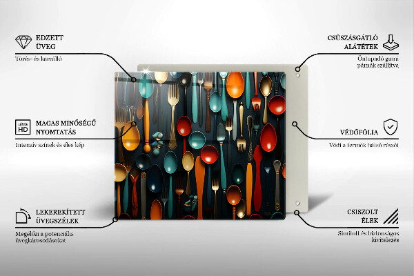 Osłona do płyty indukcyjnej Kolorowe łyżki i widelce