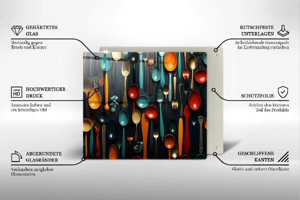 Osłona do płyty indukcyjnej Kolorowe łyżki i widelce