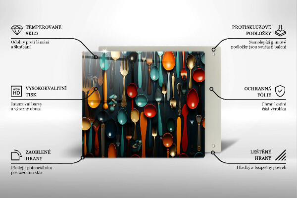 Osłona do płyty indukcyjnej Kolorowe łyżki i widelce