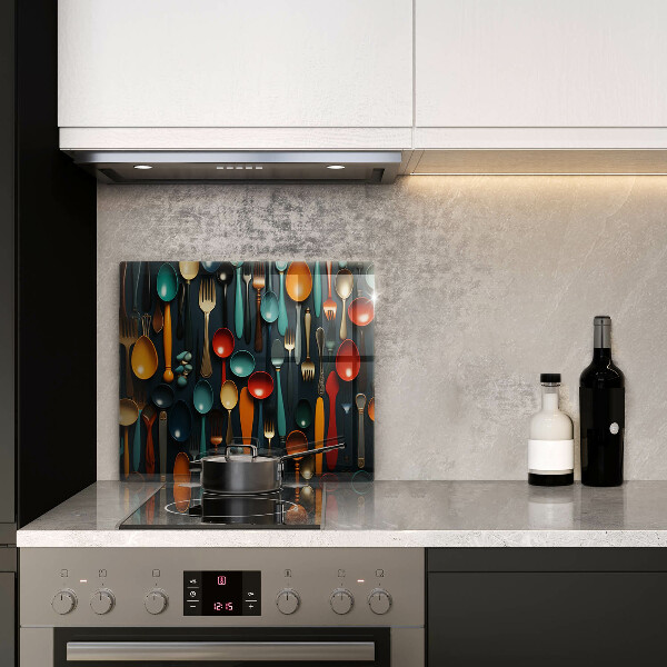 Osłona do płyty indukcyjnej Kolorowe łyżki i widelce
