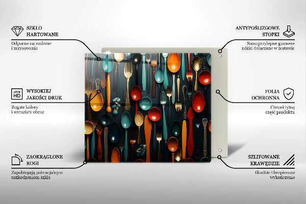 Osłona do płyty indukcyjnej Kolorowe łyżki i widelce